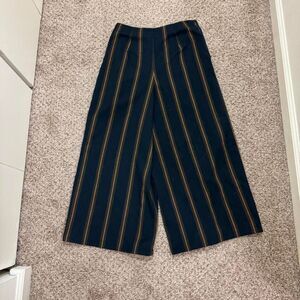 Miss Patina London striped navy blue wide leg pants